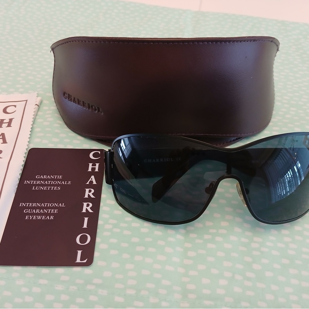 Charriol Black Sunglasses with Brown Case